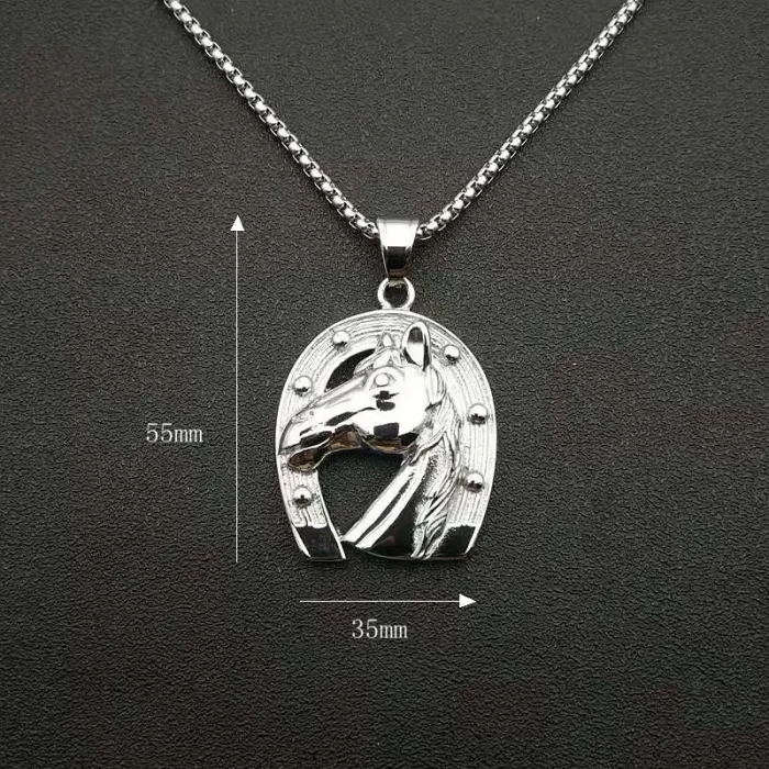 Wholesale Hip Hop Horse Head Pendant Necklace | Stainless Steel Gold Plated Bulk Supplier & Factory Price