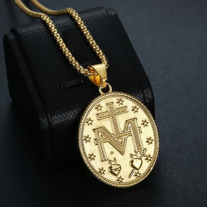 Wholesale Hip Hop Virgin Mary Pendant Necklace | Stainless Steel Gold Plated CZ Bulk Supplier & Factory Price