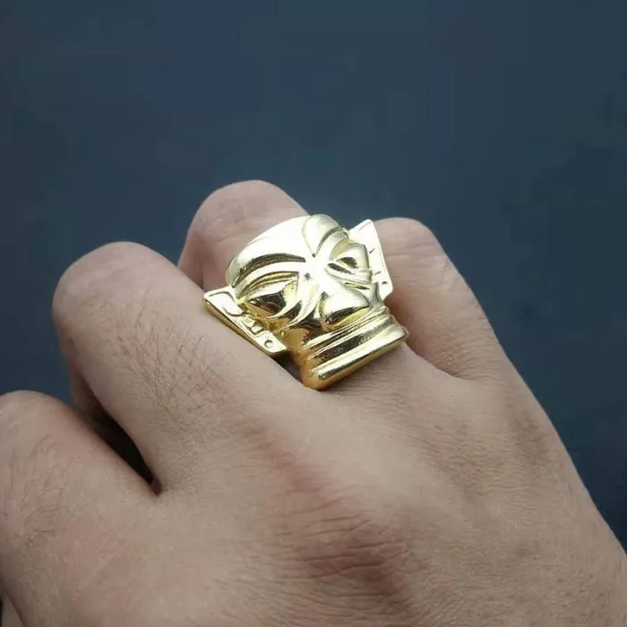 Wholesale Sanxingdui Mask Ring | Titanium Steel Gold Plated Vintage Men's Bulk Supplier & Factory Price