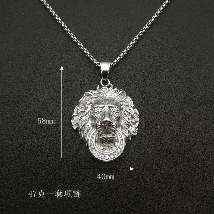 Wholesale Hip Hop Lion Head Pendant Necklace | Stainless Steel Gold Plated CZ Bulk Supplier & Factory Price