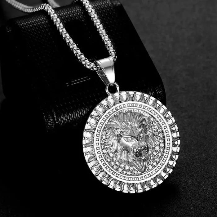 Wholesale Hip Hop Flame Lion Head Pendant Necklace | Stainless Steel Gold Plated CZ Bulk Supplier & Factory Price