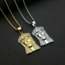 Wholesale Hip Hop Jesus Pendant Necklace | Stainless Steel Gold Plated CZ Bulk Supplier & Factory Price - Jewelryto