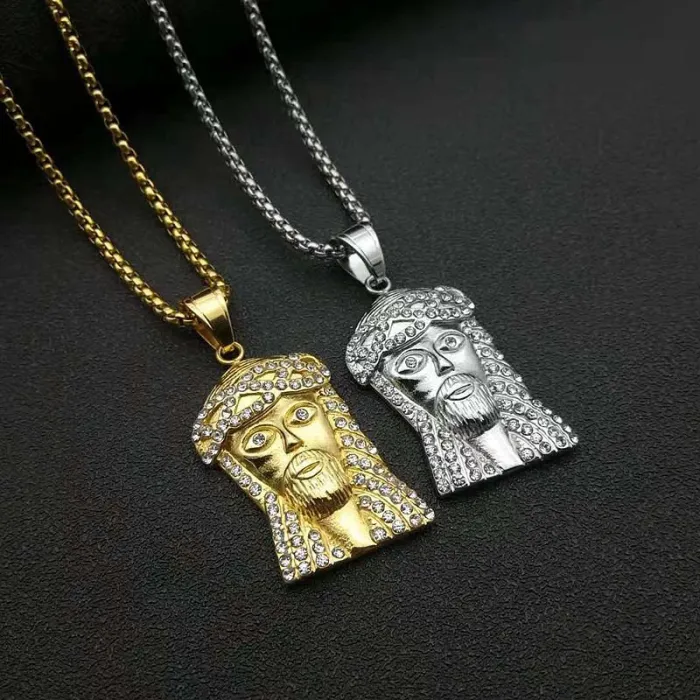 Wholesale Hip Hop Jesus Pendant Necklace | Stainless Steel Gold Plated CZ Bulk Supplier & Factory Price