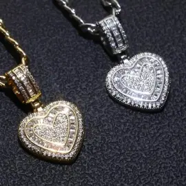 Wholesale Hip Hop Heart Cross Pendant Necklace | Gold Plated Metal Choker Women's Bulk Supplier & Factory Price - Jewelryto