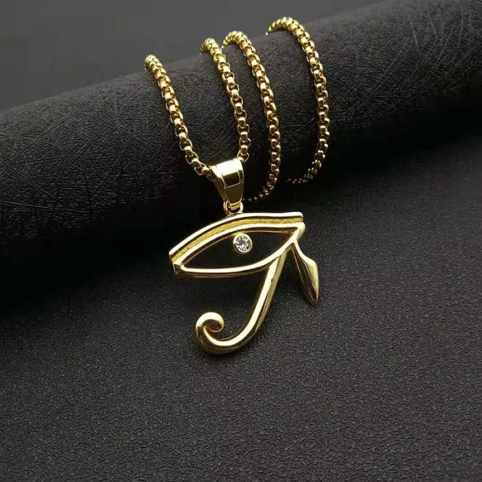 Wholesale Eye of Horus Pendant – Bulk Titanium Steel Egyptian Falcon God Necklace Amulet for Protection at Factory Price