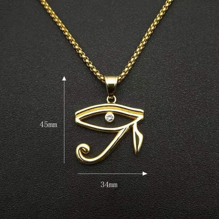 Wholesale Eye of Horus Pendant – Bulk Titanium Steel Egyptian Falcon God Necklace Amulet for Protection at Factory Price