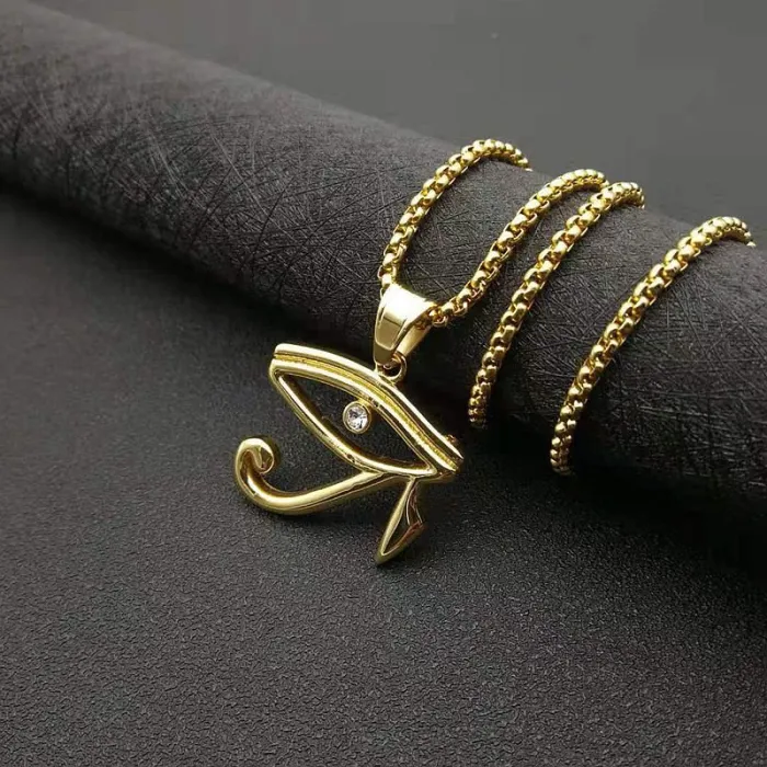 Wholesale Eye of Horus Pendant – Bulk Titanium Steel Egyptian Falcon God Necklace Amulet for Protection at Factory Price