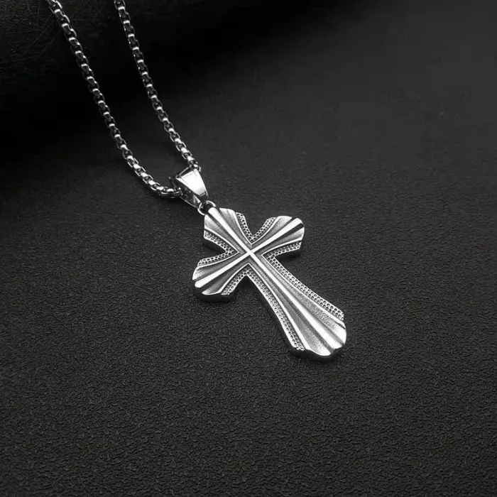 Wholesale Cross Pendant Necklace – Bulk Titanium Steel Gothic Punk Religious Jewelry for Men at Factory Price