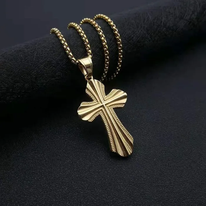 Wholesale Cross Pendant Necklace – Bulk Titanium Steel Gothic Punk Religious Jewelry for Men at Factory Price