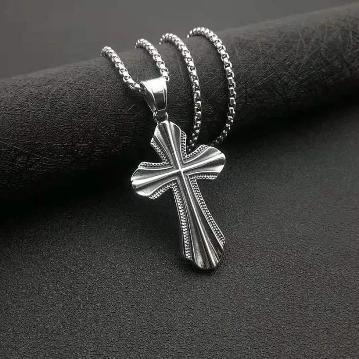 Wholesale Cross Pendant Necklace – Bulk Titanium Steel Gothic Punk Religious Jewelry for Men at Factory Price