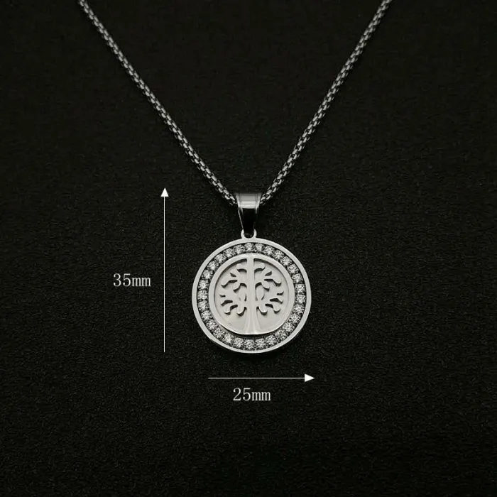 Wholesale Hip Hop Tree of Life Pendant Necklace | Titanium Steel Gold Plated AAA CZ Bulk Supplier & Factory Price