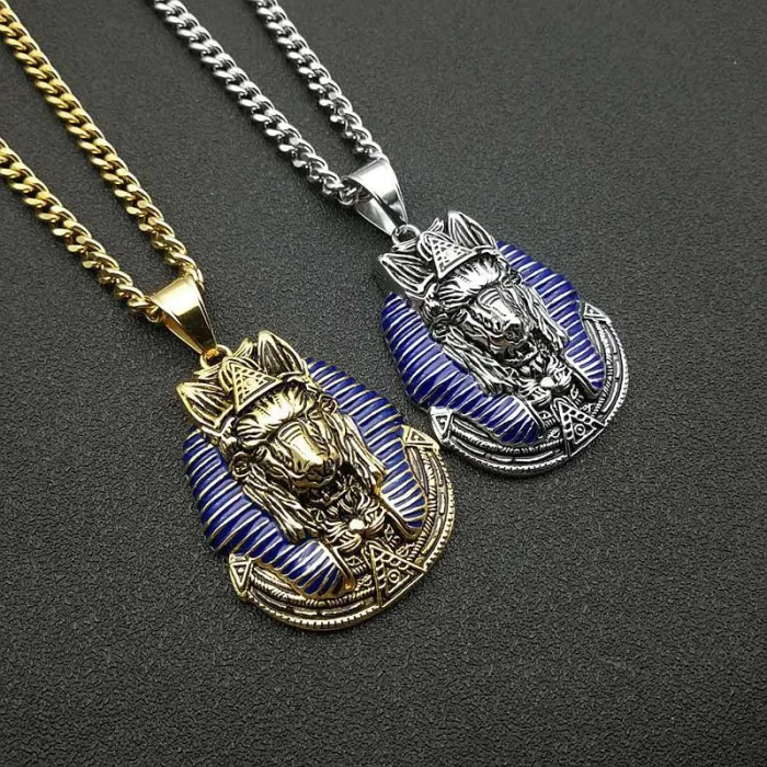 Wholesale Hip Hop Anubis Pendant Necklace | Titanium Steel Gold Plated Egyptian Vintage Bulk Supplier & Factory Price