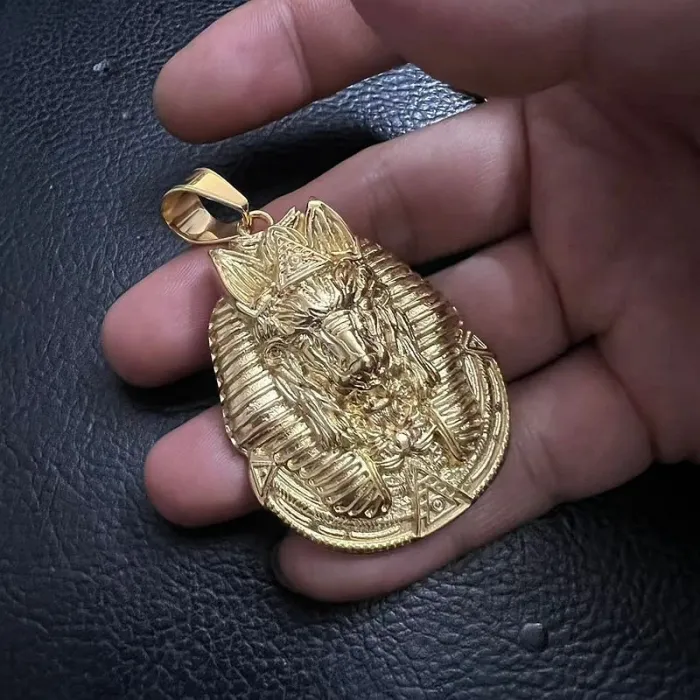 Wholesale Hip Hop Anubis Pendant Necklace | Titanium Steel Gold Plated Egyptian Vintage Bulk Supplier & Factory Price