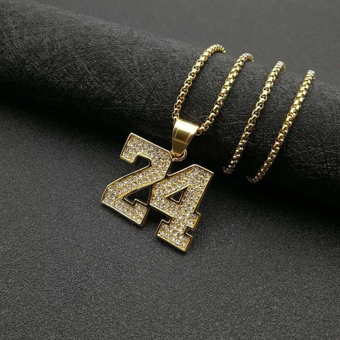 Wholesale Hip Hop Kobe #24 Basketball Pendant Necklace | Titanium Steel Gold Plated Full CZ Bulk Supplier & Factory Price