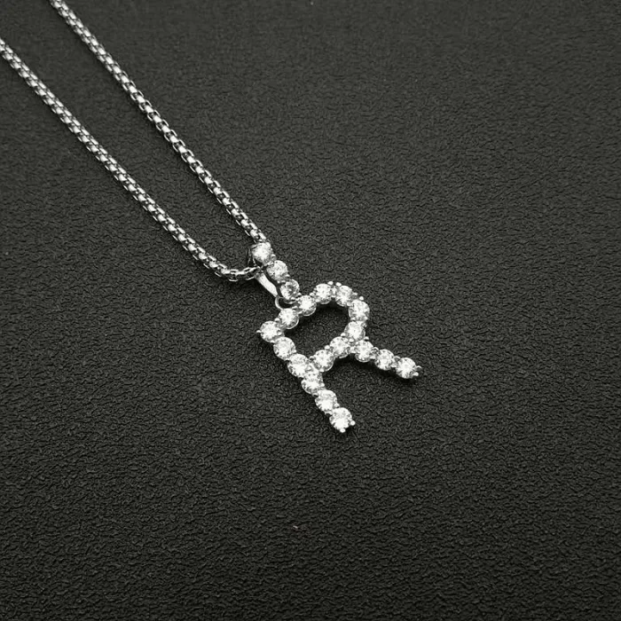 Wholesale Hip Hop BAR Letter Pendant Necklace | 316 Stainless Steel Gold Plated AAA CZ Bulk Supplier & Factory Price