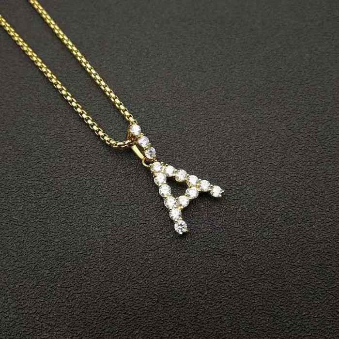 Wholesale Hip Hop BAR Letter Pendant Necklace | 316 Stainless Steel Gold Plated AAA CZ Bulk Supplier & Factory Price