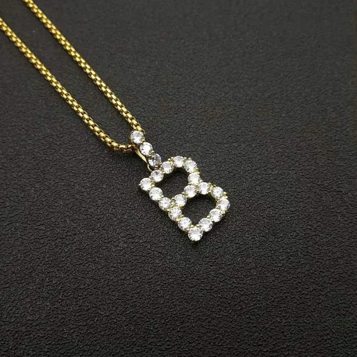 Wholesale Hip Hop BAR Letter Pendant Necklace | 316 Stainless Steel Gold Plated AAA CZ Bulk Supplier & Factory Price