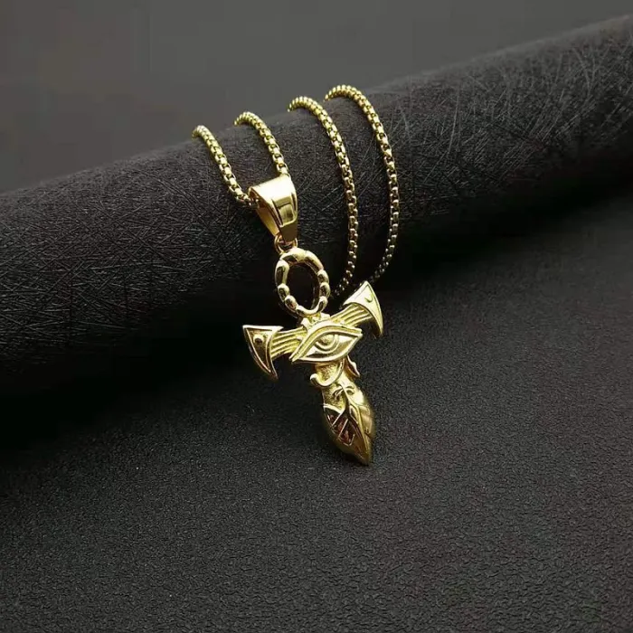 Wholesale Hip Hop Cross & Eye of Horus Pendant Necklace | Titanium Steel Stainless Steel Bulk Supplier & Factory Price
