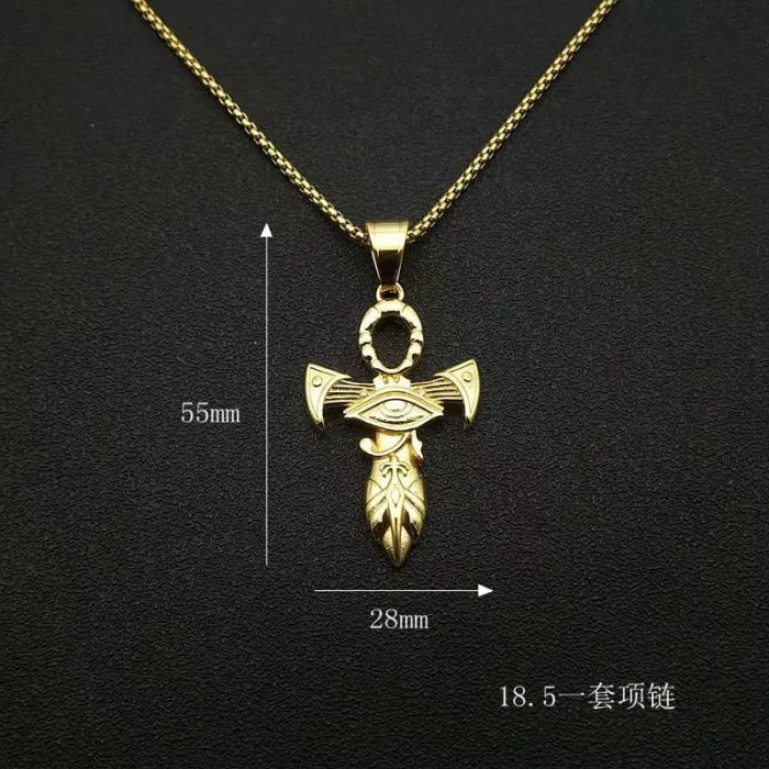 Wholesale Hip Hop Cross & Eye of Horus Pendant Necklace | Titanium Steel Stainless Steel Bulk Supplier & Factory Price