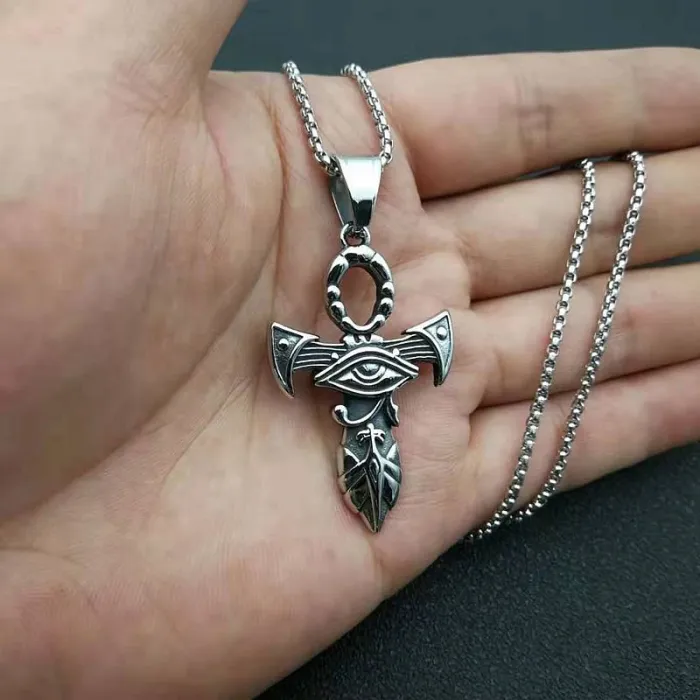 Wholesale Hip Hop Cross & Eye of Horus Pendant Necklace | Titanium Steel Stainless Steel Bulk Supplier & Factory Price