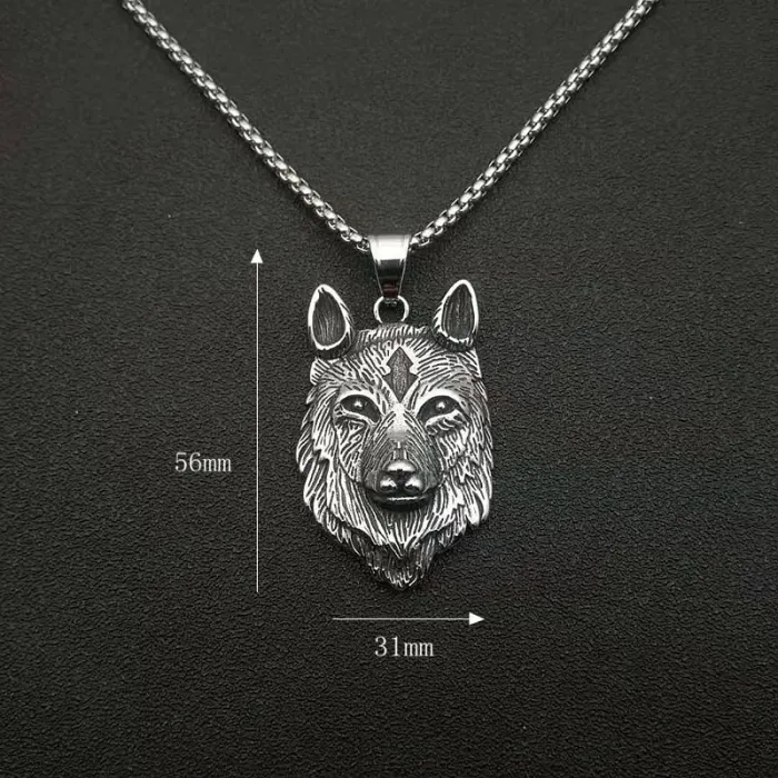Wholesale Viking Wolf Head Pendant Necklace | Punk Stainless Steel Titanium Steel Bulk Supplier & Factory Price