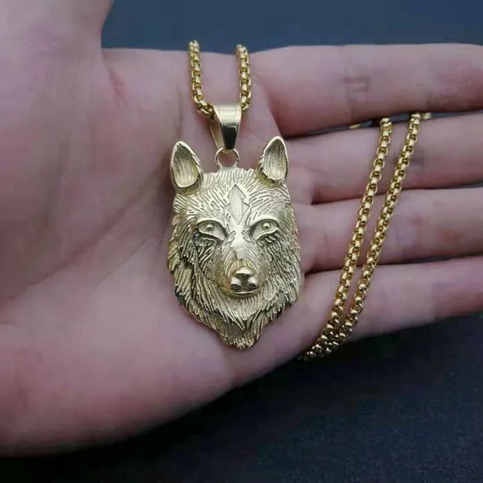 Wholesale Viking Wolf Head Pendant Necklace | Punk Stainless Steel Titanium Steel Bulk Supplier & Factory Price