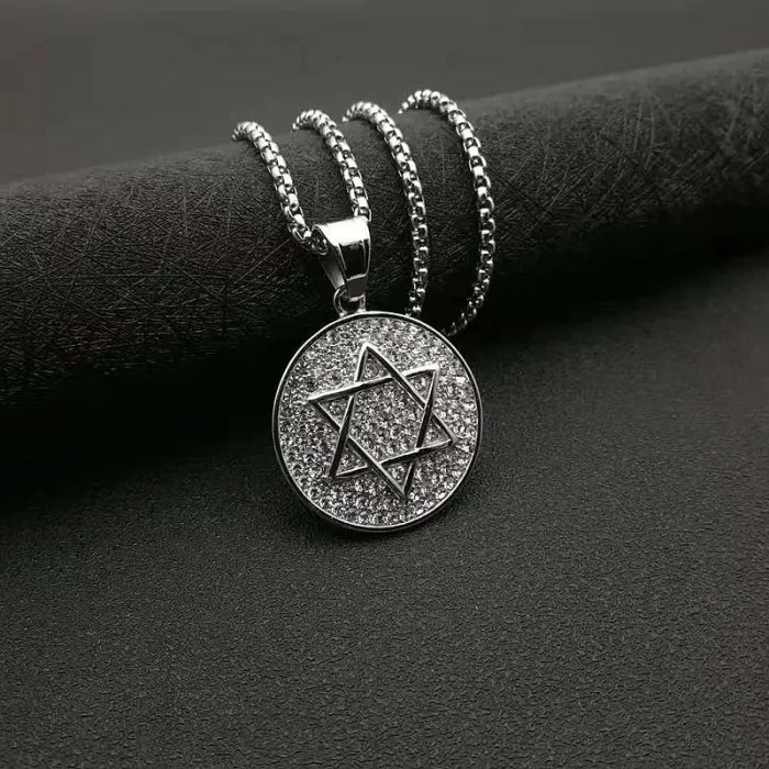 Wholesale Hip Hop Star of David Pendant Necklace | Stainless Steel Full CZ Jewish Bulk Supplier & Factory Price