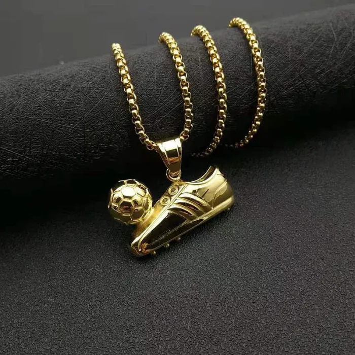 Wholesale Hip Hop Soccer Sneaker Pendant Necklace | Stainless Steel Vacuum Plated Bulk Supplier & Factory Price