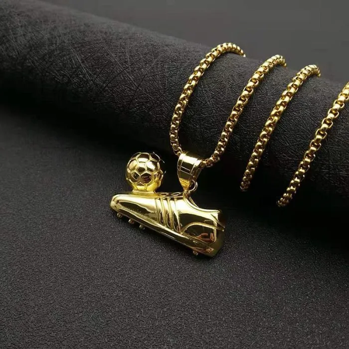 Wholesale Hip Hop Soccer Sneaker Pendant Necklace | Stainless Steel Vacuum Plated Bulk Supplier & Factory Price