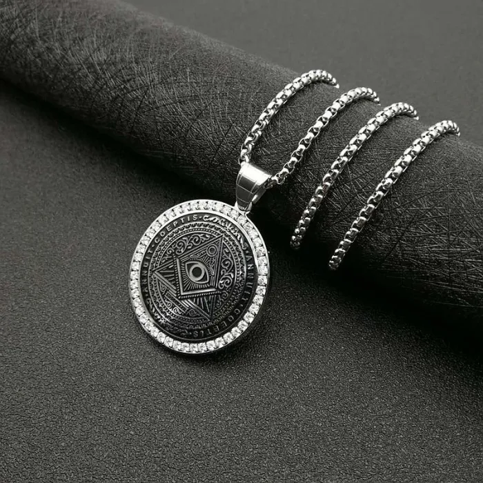 Wholesale Masonic Illuminati Pendant Necklace | Titanium Steel Gold Plated Micro Pave CZ Bulk Supplier & Factory Price
