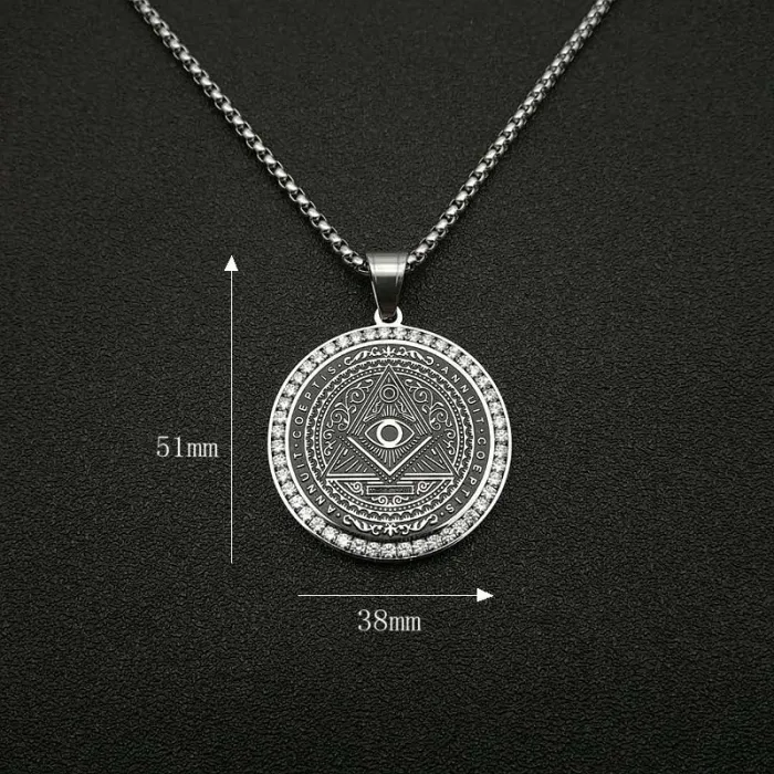 Wholesale Masonic Illuminati Pendant Necklace | Titanium Steel Gold Plated Micro Pave CZ Bulk Supplier & Factory Price