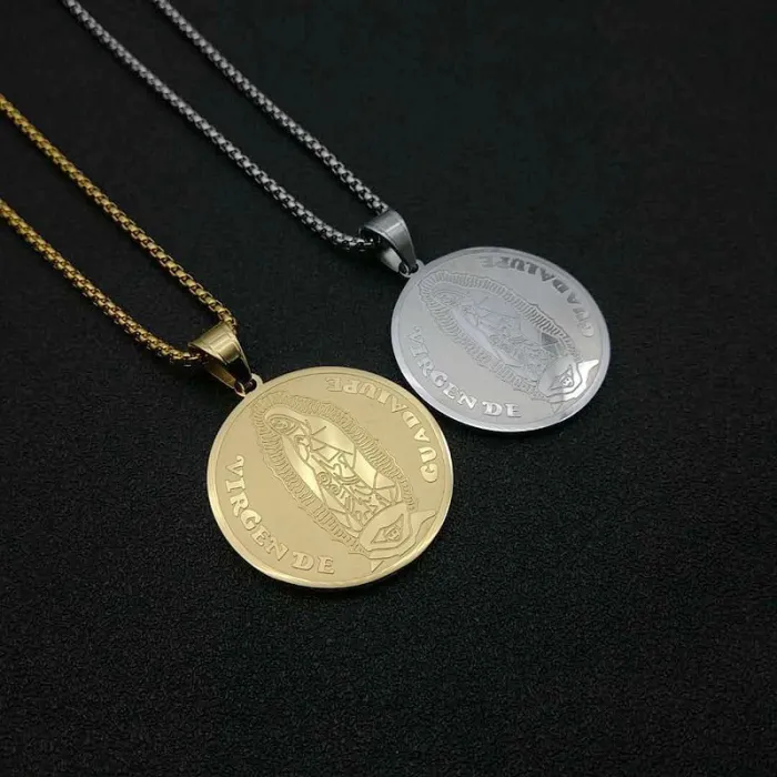 Wholesale Titanium Steel Gold Plated Virgin Mary Pendant Necklace – Double Sided Religious Jewelry Bulk Supplier Factory Price