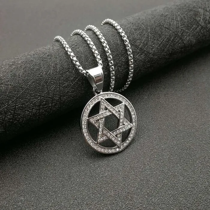 Wholesale Gold Plated Titanium Steel Star of David Pendant Necklace – Hip Hop Jewelry Bulk Supplier Factory Price