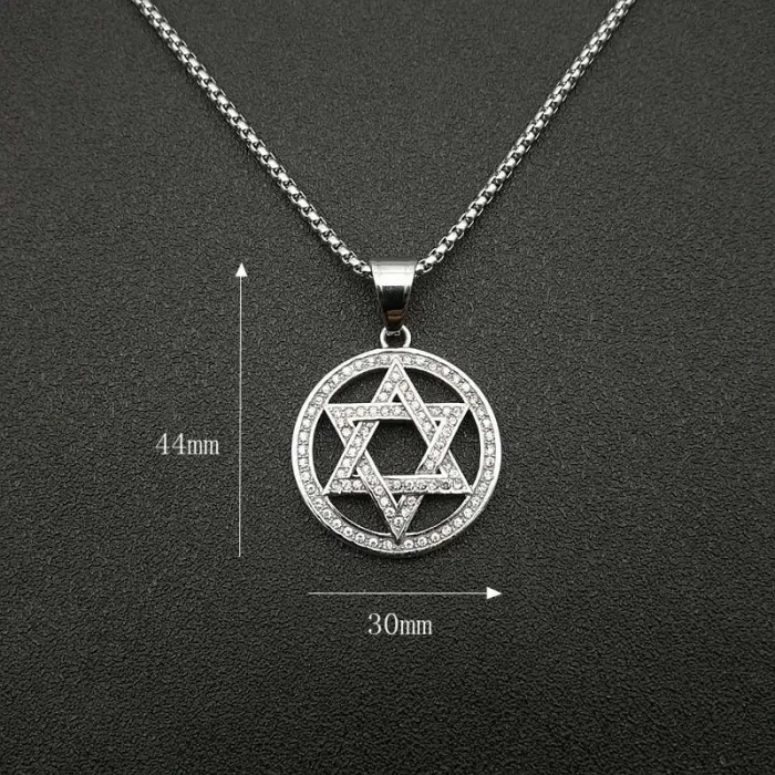 Wholesale Gold Plated Titanium Steel Star of David Pendant Necklace – Hip Hop Jewelry Bulk Supplier Factory Price