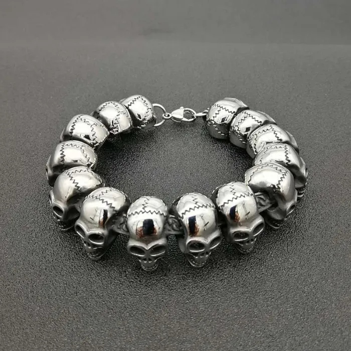 Wholesale Stainless Steel Skull Bracelet for Men – Punk Gothic Titanium Steel Jewelry Bulk Supplier Factory Price