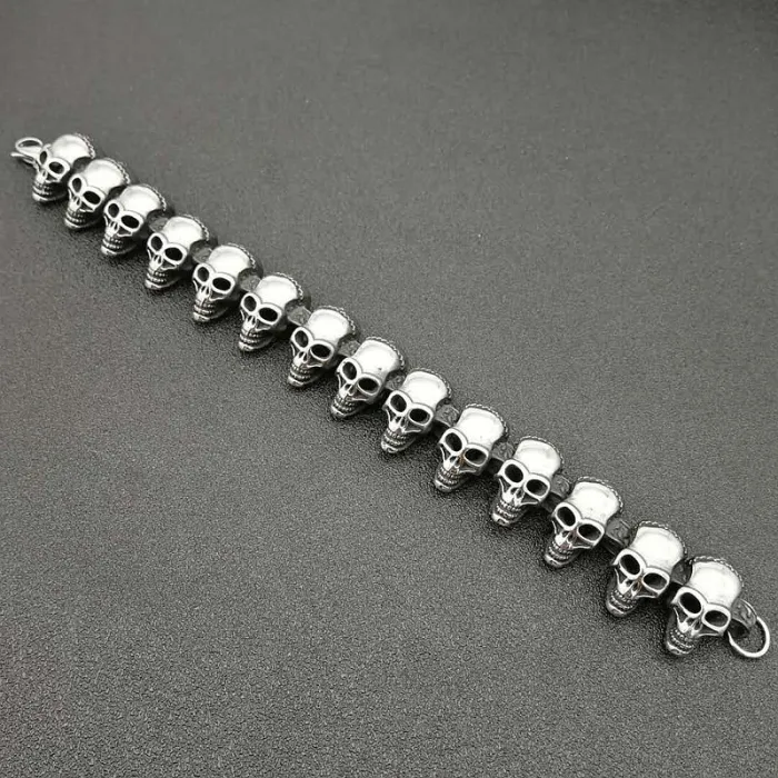 Wholesale Stainless Steel Skull Bracelet for Men – Punk Gothic Titanium Steel Jewelry Bulk Supplier Factory Price