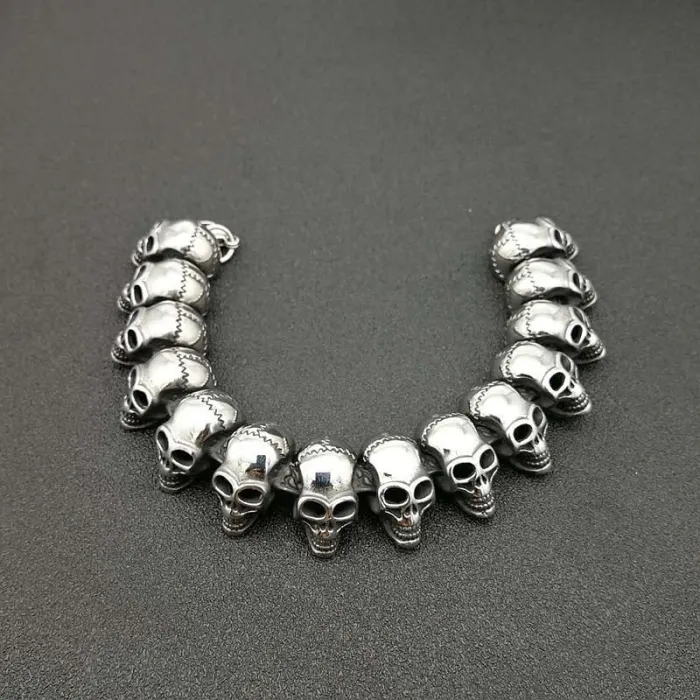Wholesale Stainless Steel Skull Bracelet for Men – Punk Gothic Titanium Steel Jewelry Bulk Supplier Factory Price