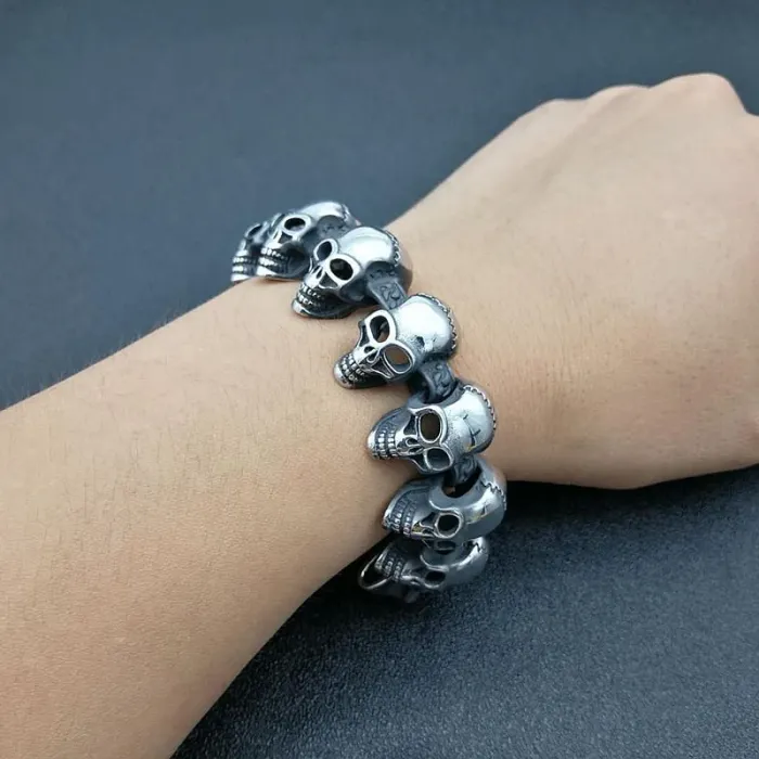Wholesale Stainless Steel Skull Bracelet for Men – Punk Gothic Titanium Steel Jewelry Bulk Supplier Factory Price