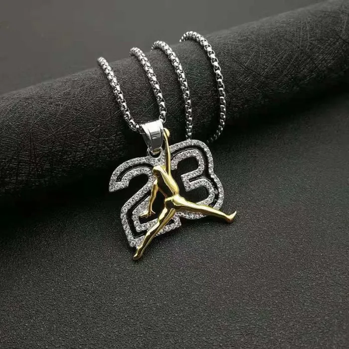 Wholesale Basketball Dunk Pendant – Bulk Gold-Plated Stainless Steel 23 Number Hip Hop Necklace with CZ at Factory Price