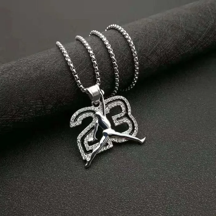 Wholesale Basketball Dunk Pendant – Bulk Gold-Plated Stainless Steel 23 Number Hip Hop Necklace with CZ at Factory Price