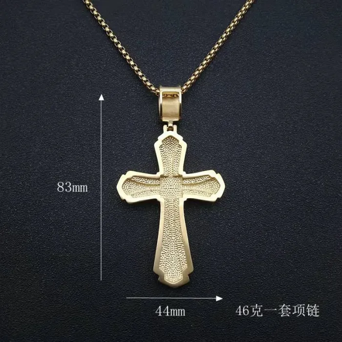 Wholesale Gold Cross Pendant Necklace – Bulk Titanium Steel Full CZ Hip Hop Jewelry for Men at Factory Price