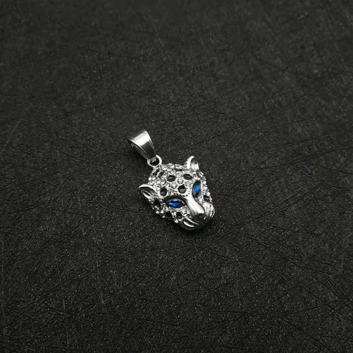 Wholesale Leopard Head Pendant – Bulk Gold-Plated Stainless Steel Hip Hop Necklace with CZ and Red/Green/Blue Eyes at Factory Price