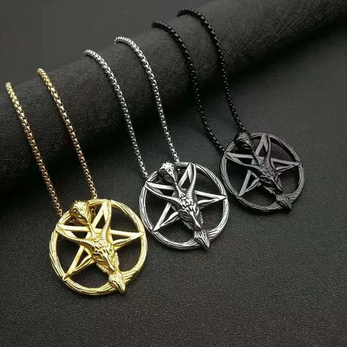 Wholesale Pan God Pendant Necklace – Bulk Stainless Steel Gothic Punk Goat Head Jewelry for Men at Factory Price