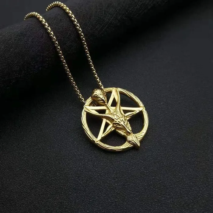 Wholesale Pan God Pendant Necklace – Bulk Stainless Steel Gothic Punk Goat Head Jewelry for Men at Factory Price