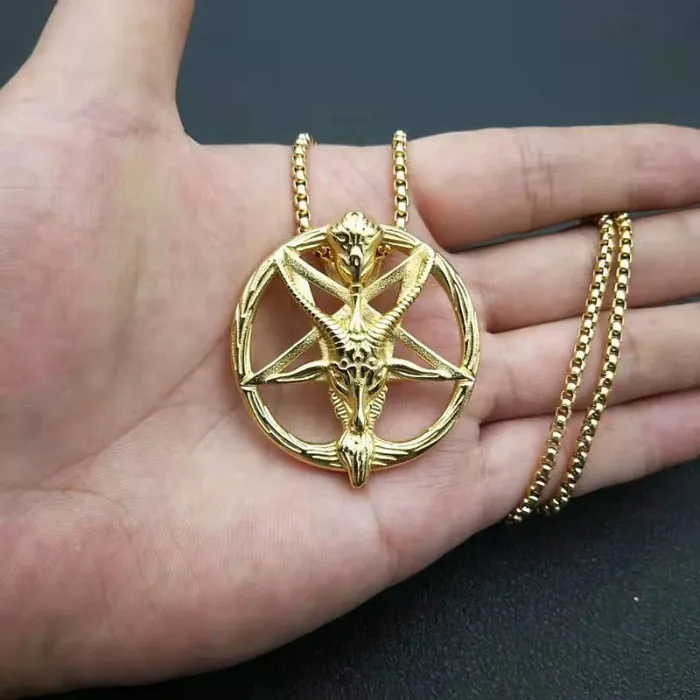 Wholesale Pan God Pendant Necklace – Bulk Stainless Steel Gothic Punk Goat Head Jewelry for Men at Factory Price