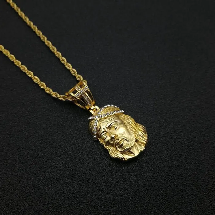 Wholesale Gold Plated Titanium Steel Jesus Pendant Necklace – Hip Hop Religious Jewelry Bulk Supplier Factory Price
