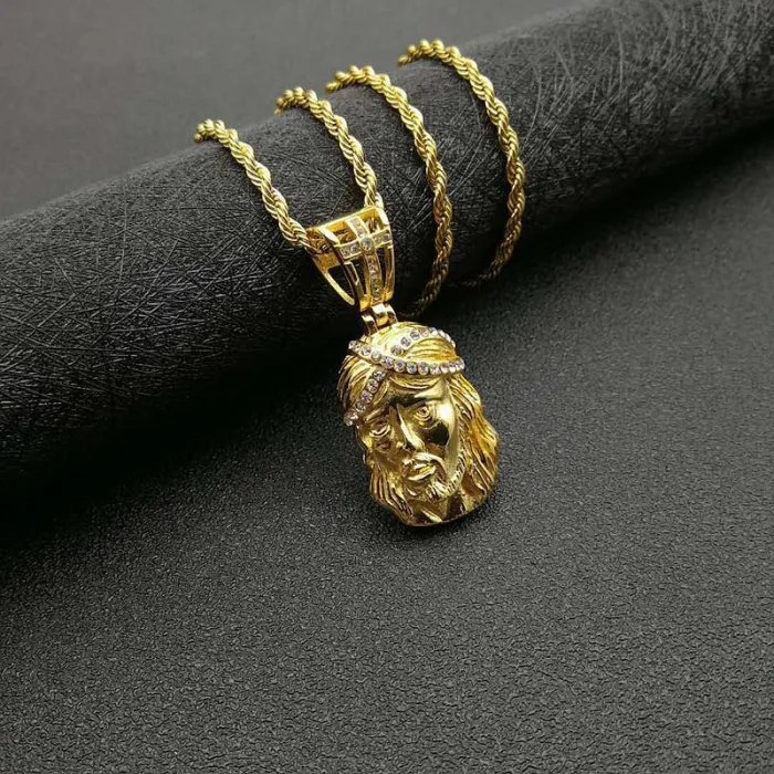 Wholesale Gold Plated Titanium Steel Jesus Pendant Necklace – Hip Hop Religious Jewelry Bulk Supplier Factory Price