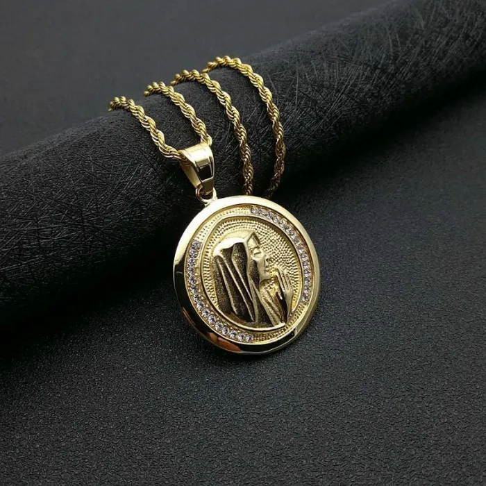Wholesale Gold Plated Titanium Steel Virgin Mary Pendant Necklace – Hip Hop Religious Jewelry Bulk Supplier Factory Price