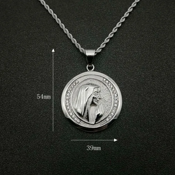 Wholesale Gold Plated Titanium Steel Virgin Mary Pendant Necklace – Hip Hop Religious Jewelry Bulk Supplier Factory Price