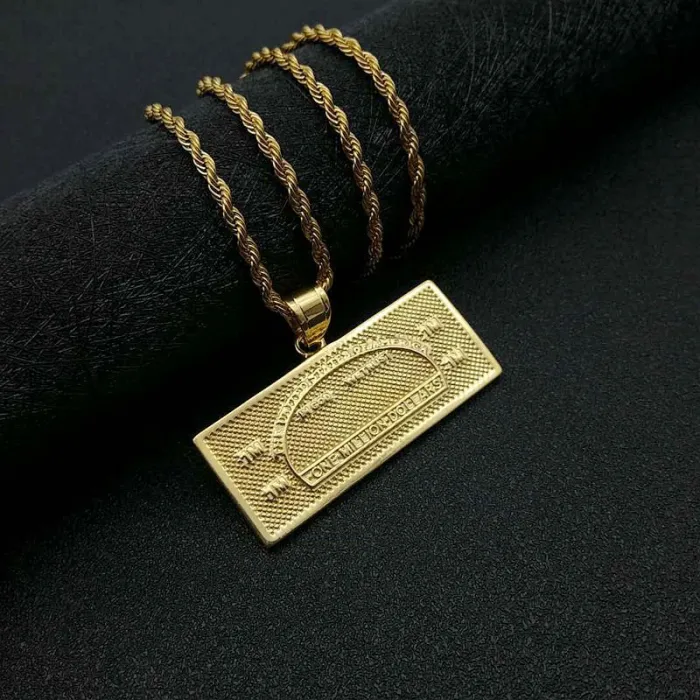 Wholesale Gold Plated Titanium Steel Dollar Sign Pendant Necklace – Hip Hop Iced Out Jewelry Bulk Supplier Factory Price